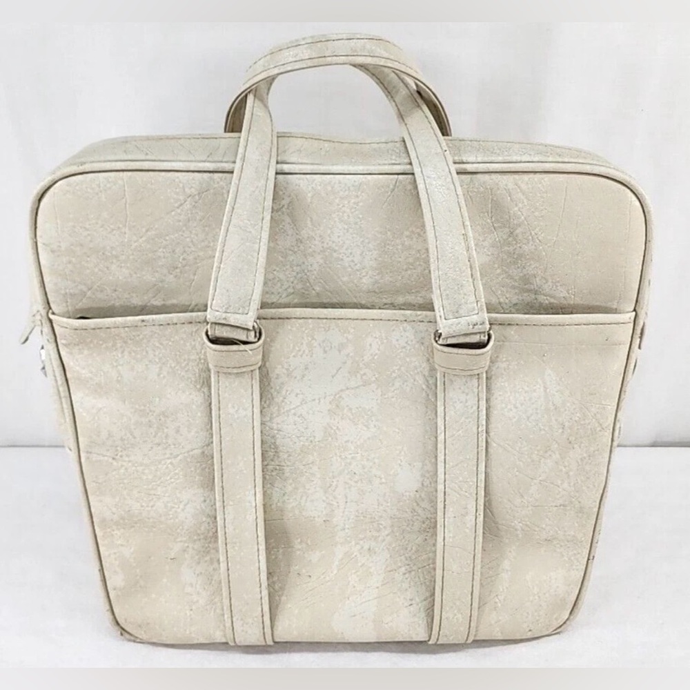 VINTAGE 1960s SAMSONITE Silhouette Marble Cream Unisex Travel Tote Carry On, EUC